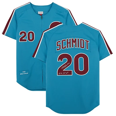 Mike Schmidt Philadelphia Phillies Autographed Mitchell & Ness Authentic Light Blue 1980 Jersey with 80 NL/MVP Inscription