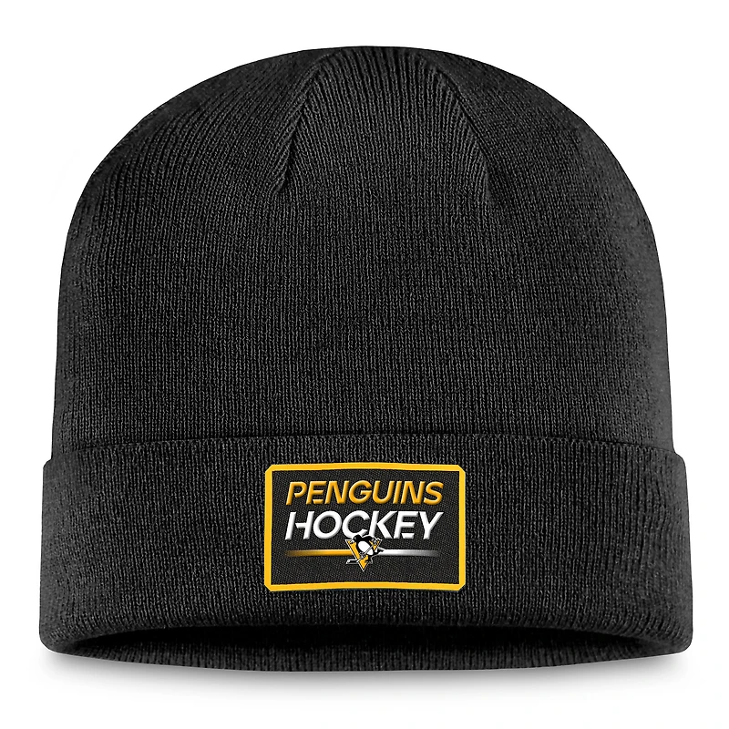 Men's Fanatics Black Pittsburgh Penguins Authentic Pro Cuffed Knit Hat