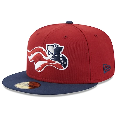 Men's New Era Red Somerset Patriots Authentic Collection Alternate Logo 59FIFTY Fitted Hat