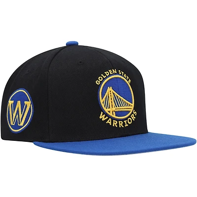 Men's Mitchell & Ness Black/Royal Golden State Warriors Side Core 2.0 Snapback Hat