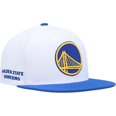 Men's Mitchell & Ness White/Royal Golden State Warriors Side Core 2.0 Snapback Hat