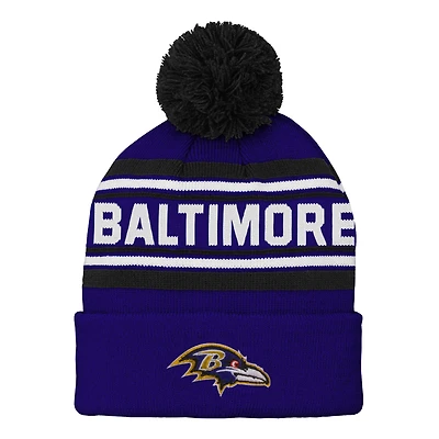 Preschool Purple Baltimore Ravens Jacquard Cuffed Knit Hat with Pom