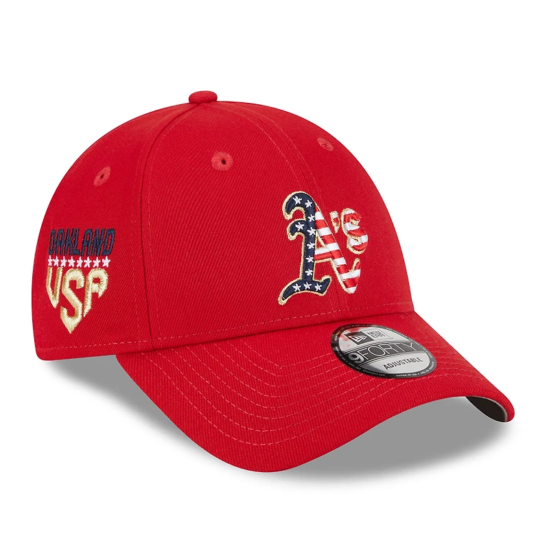 Men's New Era Red Athletics 2023 Fourth of July 9FORTY Adjustable Hat