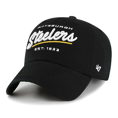 Women's '47 Black Pittsburgh Steelers Sidney Clean Up Adjustable Hat