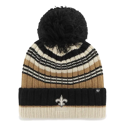Women's '47 Natural New Orleans Saints Barista Cuffed Knit Hat with Pom