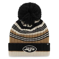 Women's '47 Natural New York Jets Barista Cuffed Knit Hat with Pom