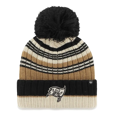 Women's '47 Natural Tampa Bay Buccaneers Barista Cuffed Knit Hat with Pom