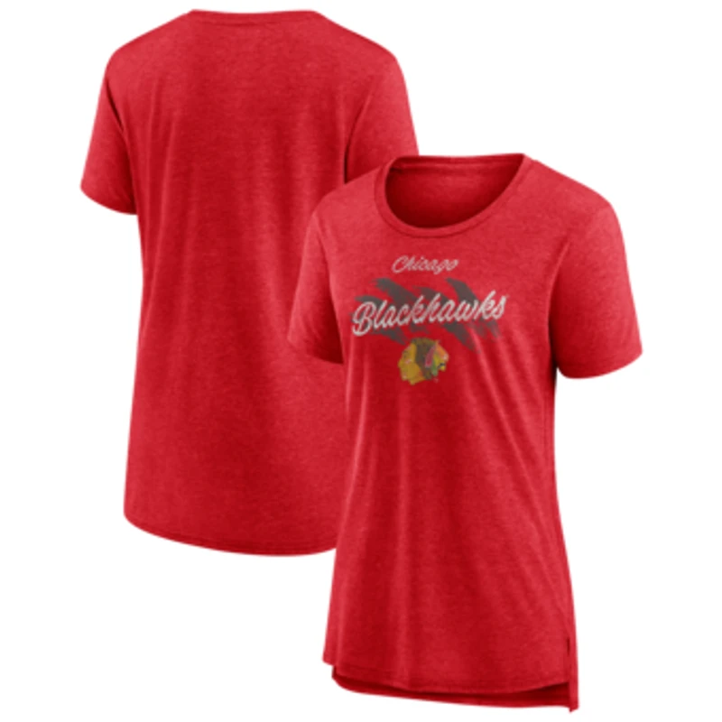 Women's Fanatics Red Chicago Blackhawks Hit the Ice Tri-Blend T-Shirt
