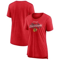 Women's Fanatics Red Chicago Blackhawks Hit the Ice Tri-Blend T-Shirt