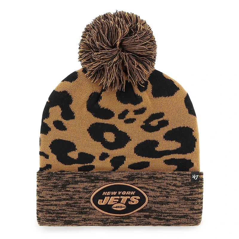 Women's '47 Brown New York Jets Rosette Cuffed Knit Hat with Pom