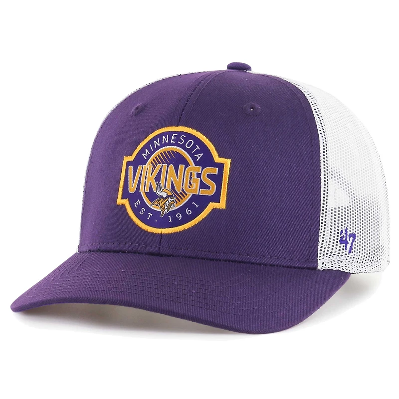 Youth '47 Purple/White Minnesota Vikings Scramble Adjustable Trucker Hat