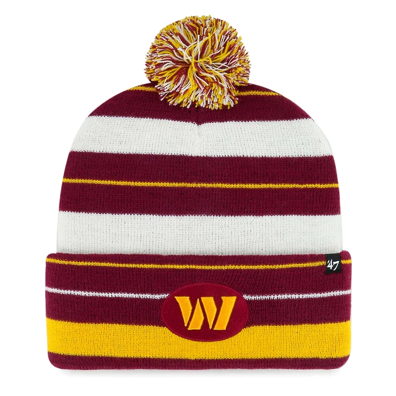 Men's '47 Burgundy Washington Commanders Powerline Cuffed Knit Hat with Pom