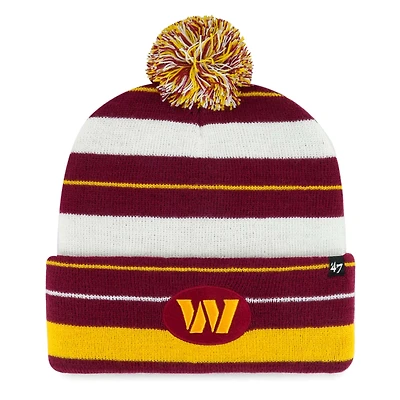 Men's '47 Burgundy Washington Commanders Powerline Cuffed Knit Hat with Pom