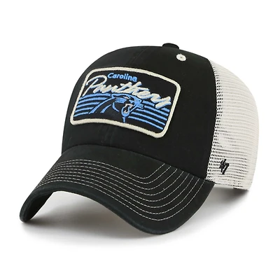 Men's '47 Black/Natural Carolina Panthers  Five Point Trucker Clean Up Adjustable Hat