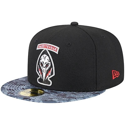 Men's New Era Black Fayetteville Woodpeckers Theme Nights Black Ops  59FIFTY Fitted Hat