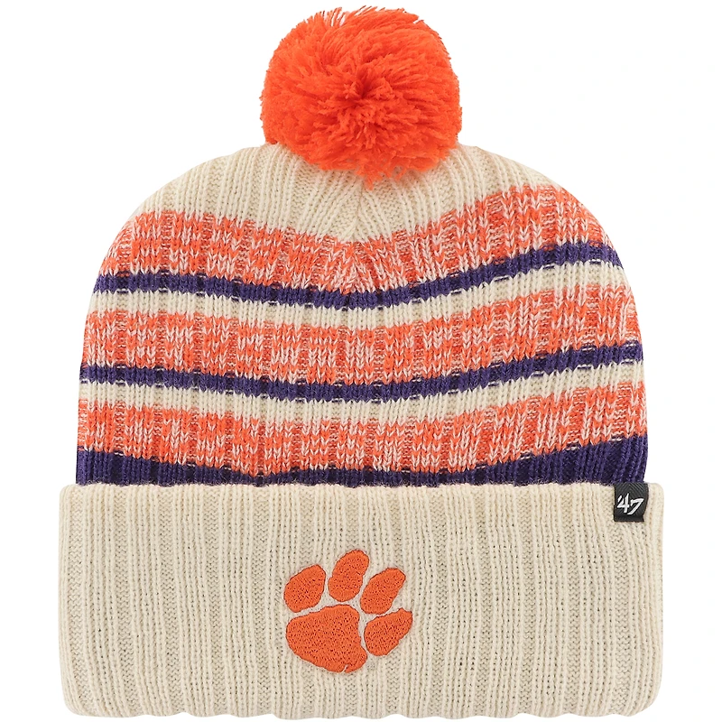 Men's '47 Khaki Clemson Tigers Tavern Cuffed Knit Hat with Pom