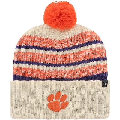 Men's '47 Khaki Clemson Tigers Tavern Cuffed Knit Hat with Pom