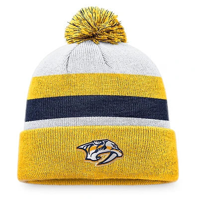 Men's Fanatics Gold/Navy Nashville Predators Fundamental Cuffed Knit Hat with Pom