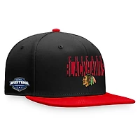 Men's Fanatics Black/Red Chicago Blackhawks Fundamental Colorblocked Snapback Hat