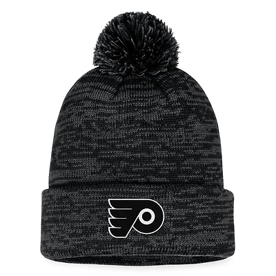 Men's Fanatics Black Philadelphia Flyers Fundamental Cuffed Knit Hat with Pom