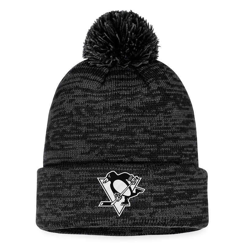 Men's Fanatics Black Pittsburgh Penguins Fundamental Cuffed Knit Hat with Pom