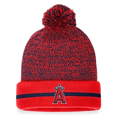Men's Fanatics Red/Navy Los Angeles Angels Space-Dye Cuffed Knit Hat with Pom