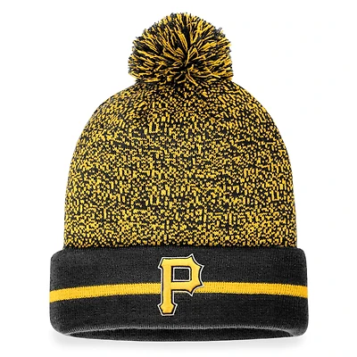 Men's Fanatics Black/Gold Pittsburgh Pirates Space-Dye Cuffed Knit Hat with Pom