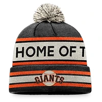 Men's Fanatics Black/Natural San Francisco Giants Hometown Slogan Cuffed Knit Hat with Pom