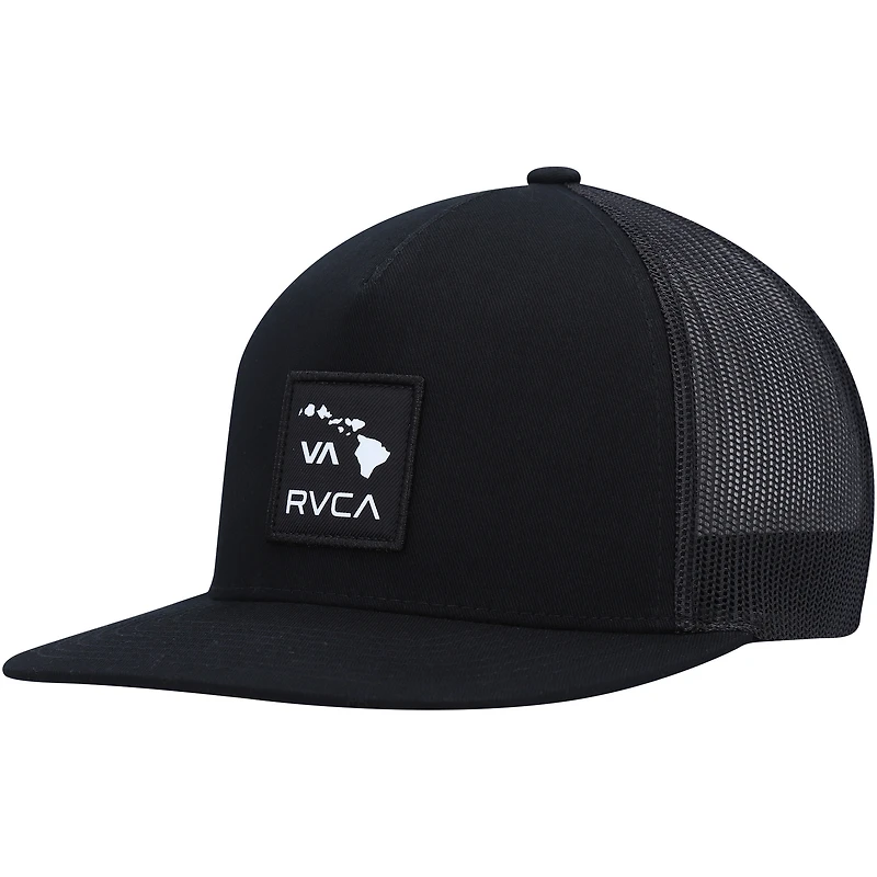 Men's RVCA Black Islands Patch Trucker Snapback Hat