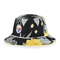 Men's '47  Black Pittsburgh Steelers Dark Tropic Bucket Hat
