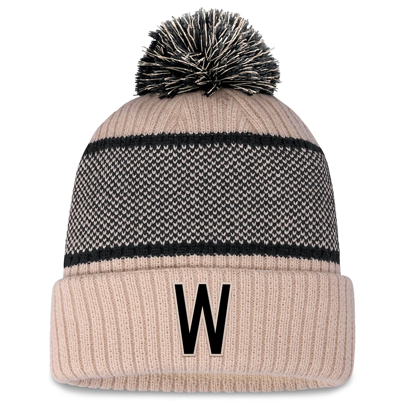 Women's Fanatics Natural/Black Washington Senators Cuffed Knit Hat with Pom