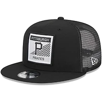 Men's New Era Black Pittsburgh Pirates Scratch Squared Trucker 9FIFTY Snapback Hat