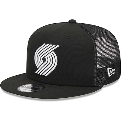 Men's New Era Black Portland Trail Blazers 9FIFTY Snapback Trucker Hat