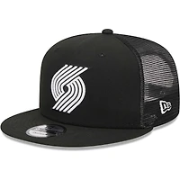 Men's New Era Black Portland Trail Blazers 9FIFTY Snapback Trucker Hat
