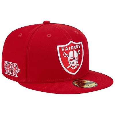 Men's New Era Scarlet Las Vegas Raiders Super Bowl XVIII Main Patch 59FIFTY Fitted Hat