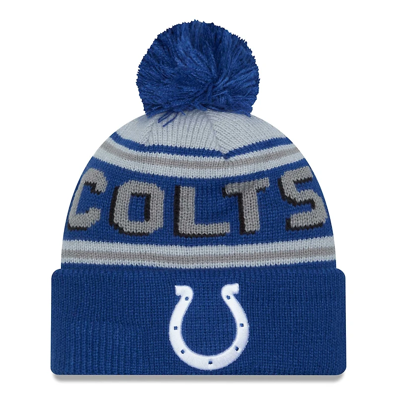 Men's New Era  Royal Indianapolis Colts  Main Cuffed Knit Hat with Pom