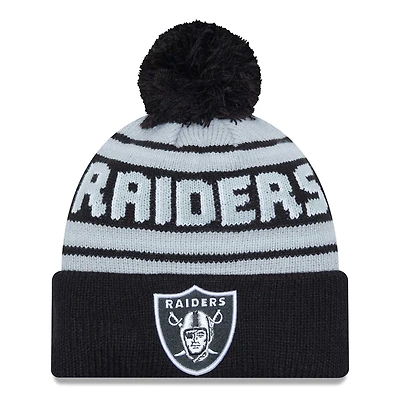 Men's New Era  Black Las Vegas Raiders  Main Cuffed Knit Hat with Pom