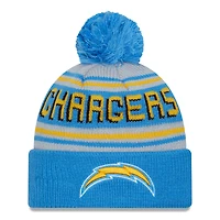 Men's New Era  Powder Blue Los Angeles Chargers  Main Cuffed Knit Hat with Pom