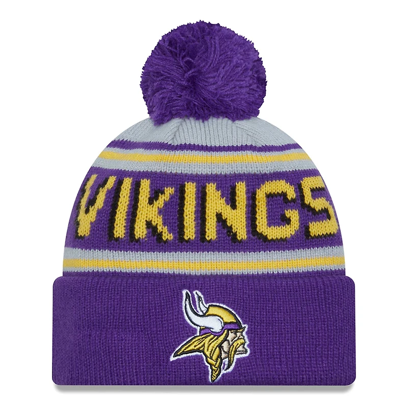 Men's New Era  Purple Minnesota Vikings  Main Cuffed Knit Hat with Pom
