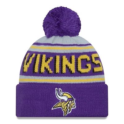 Men's New Era  Purple Minnesota Vikings  Main Cuffed Knit Hat with Pom