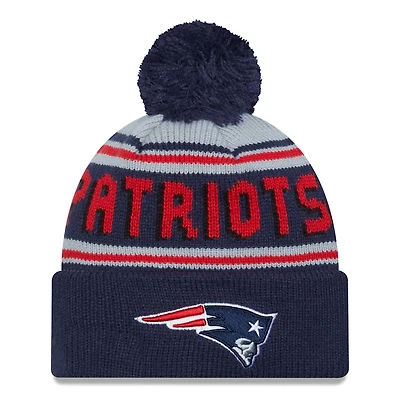Men's New Era  Navy New England Patriots  Main Cuffed Knit Hat with Pom