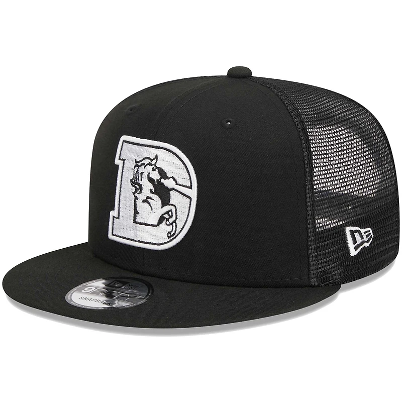 Men's New Era Black Denver Broncos Throwback Main Trucker 9FIFTY Snapback Hat