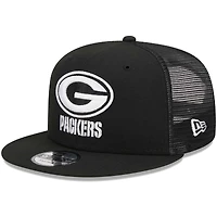 Men's New Era Black Green Bay Packers  Main Trucker 9FIFTY Snapback Hat
