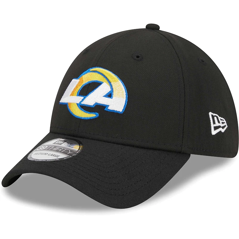 Men's New Era Black Los Angeles Rams  Main 39THIRTY Flex Hat