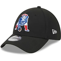 Men's New Era Black England Patriots Throwback Main 39THIRTY Flex Hat