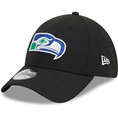 Men's New Era Black Seattle Seahawks Throwback Main 39THIRTY Flex Hat