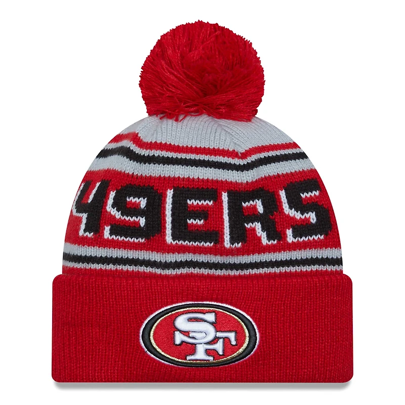 Men's New Era  Scarlet San Francisco 49ers  Main Cuffed Knit Hat with Pom