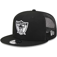 Men's New Era Black Las Vegas Raiders Throwback Main Trucker 9FIFTY Snapback Hat