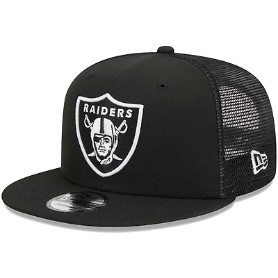 Men's New Era Black Las Vegas Raiders  Main Trucker 9FIFTY Snapback Hat