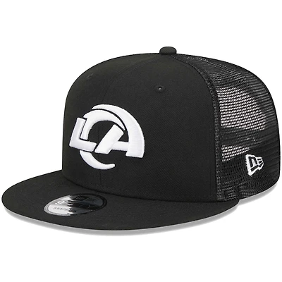 Men's New Era Black Los Angeles Rams  Main Trucker 9FIFTY Snapback Hat